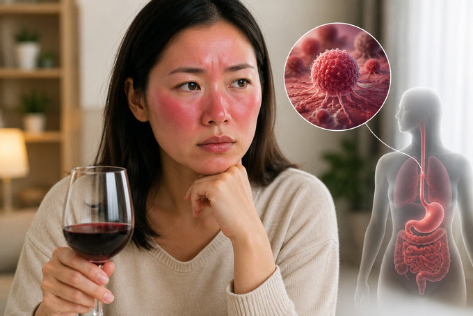Woman contemplating Asian flush cancer risk